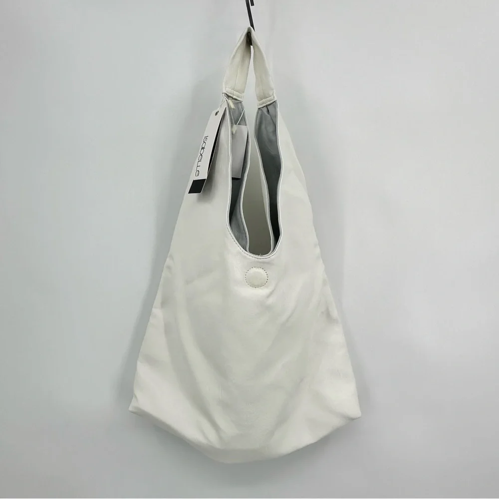 Isabelle NWT Vegan Faux Leather Hobo Shoulder Bag Light Blue/White